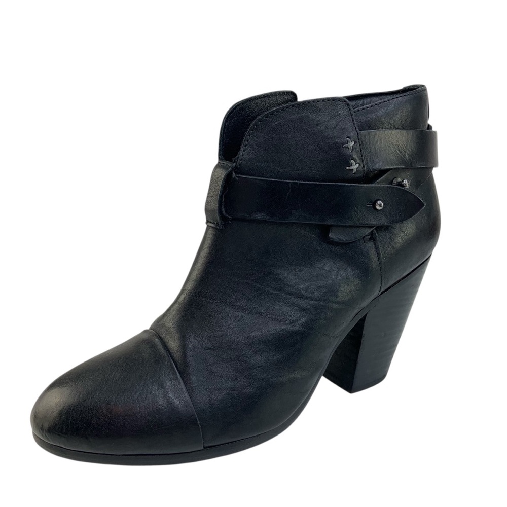 Rag & Bone Black Leather Harrow Ankle Booties
